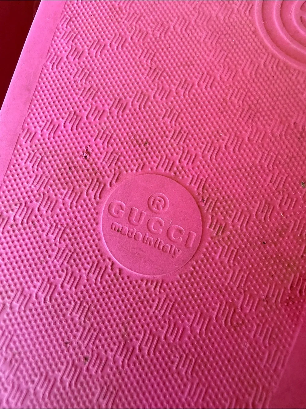 Gucci Hot Pink Rubber Logo Slide Sandals EU 35